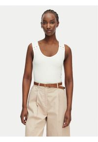 TOMMY HILFIGER - Tommy Hilfiger Top WW0WW52112 Biały Slim Fit. Kolor: biały. Materiał: wiskoza #1