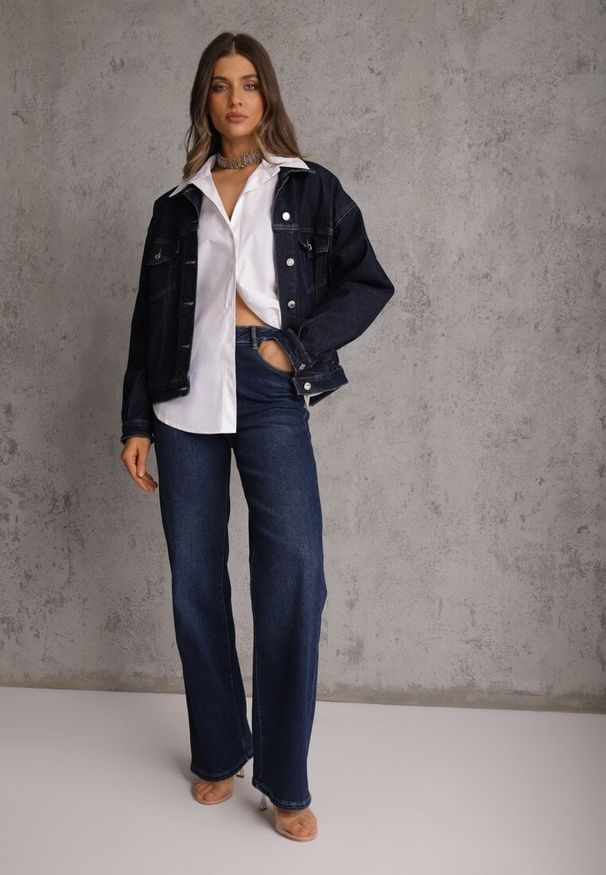 Renee - Niebieskie Szerokie Jeansy z Bawełną Yllerie. Okazja: na co dzień, na randkę, na spacer. Kolor: niebieski. Styl: casual, wizytowy