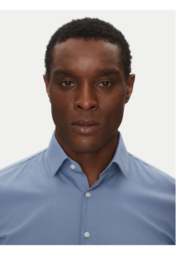 Calvin Klein Koszula Poplin Stretch Slim Shirt K10K108229 Niebieski Slim Fit. Kolor: niebieski. Materiał: bawełna