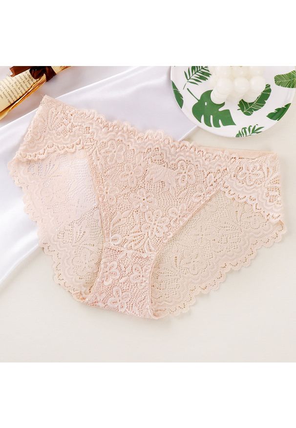 Intica - Koronkowe figi z delikatnej koronki na co dzień i specjalne okazje Barbe. Kolor: beżowy. Materiał: koronka. Wzór: koronka