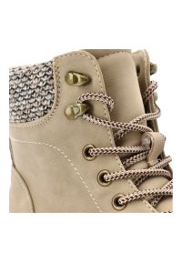 Beżowe Botki Vinceza Modne Buty Damskie. Okazja: na spacer, na co dzień. Zapięcie: sznurówki. Kolor: beżowy. Materiał: dzianina, materiał. Sezon: zima, jesień. Styl: casual, elegancki #3