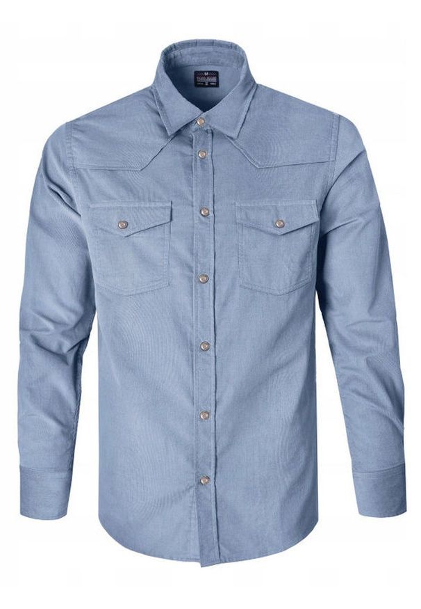 Koszula Weekendowa o Prostym Kroju - Pako Jeans - Jasnoniebieska. Okazja: na co dzień. Kolor: niebieski. Materiał: bawełna. Styl: casual