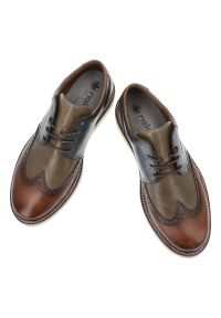 Multikolor Półbuty Rieker Stylowe Obuwie Męskie. Okazja: na co dzień. Zapięcie: sznurówki. Kolor: brązowy. Materiał: jeans, materiał, skóra. Wzór: ażurowy, aplikacja. Styl: elegancki #3