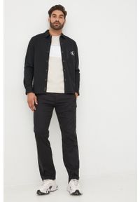 Calvin Klein spodnie męskie kolor czarny proste. Okazja: na co dzień. Kolor: czarny. Materiał: tkanina, lyocell, materiał, jedwab. Styl: casual #2