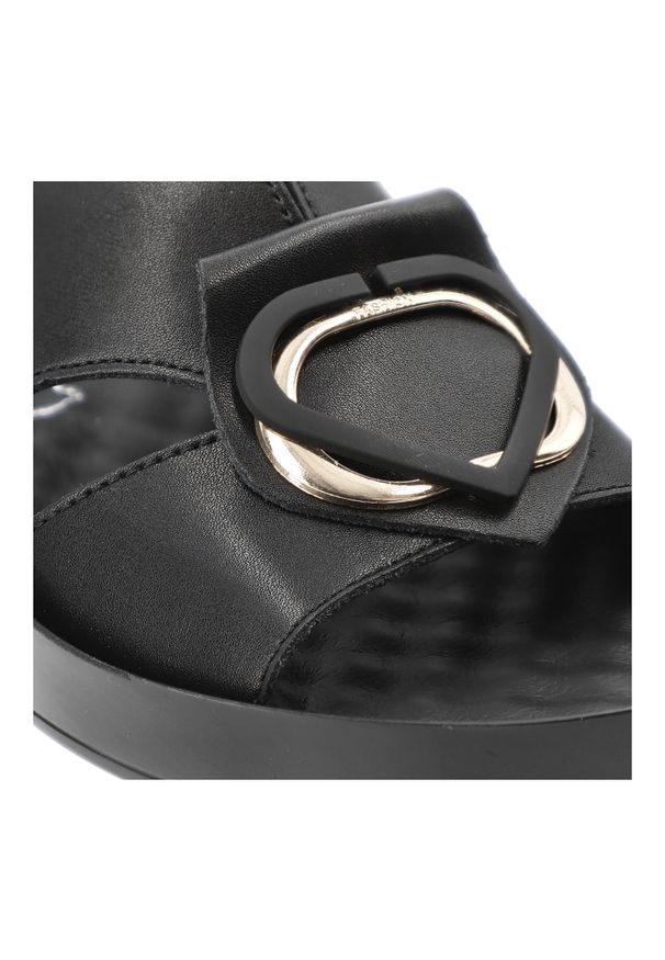 Czarne Sandały S.Barski Eleganckie Obuwie Damskie. Okazja: na co dzień. Zapięcie: klamry. Kolor: czarny. Wzór: gładki. Obcas: na koturnie. Styl: elegancki