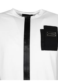 Les Hommes T-Shirt "Full Zip" | LBT1021729M | Mężczyzna | Biały. Okazja: na co dzień. Kolor: biały. Materiał: bawełna, poliester, elastan. Długość: długie. Wzór: aplikacja. Styl: casual, elegancki