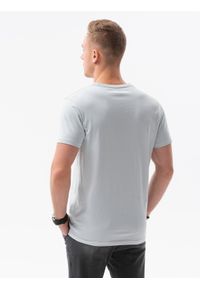 Ombre Clothing - T-shirt męski z nadrukiem S1434 V-13B - niebieski - XXL. Kolor: niebieski. Materiał: bawełna. Wzór: nadruk. Styl: klasyczny