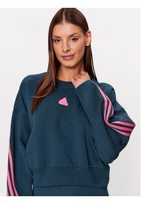 Adidas - adidas Bluza Future Icons 3-Stripes Sweatshirt IL3055 Turkusowy Loose Fit. Kolor: turkusowy. Materiał: bawełna #3