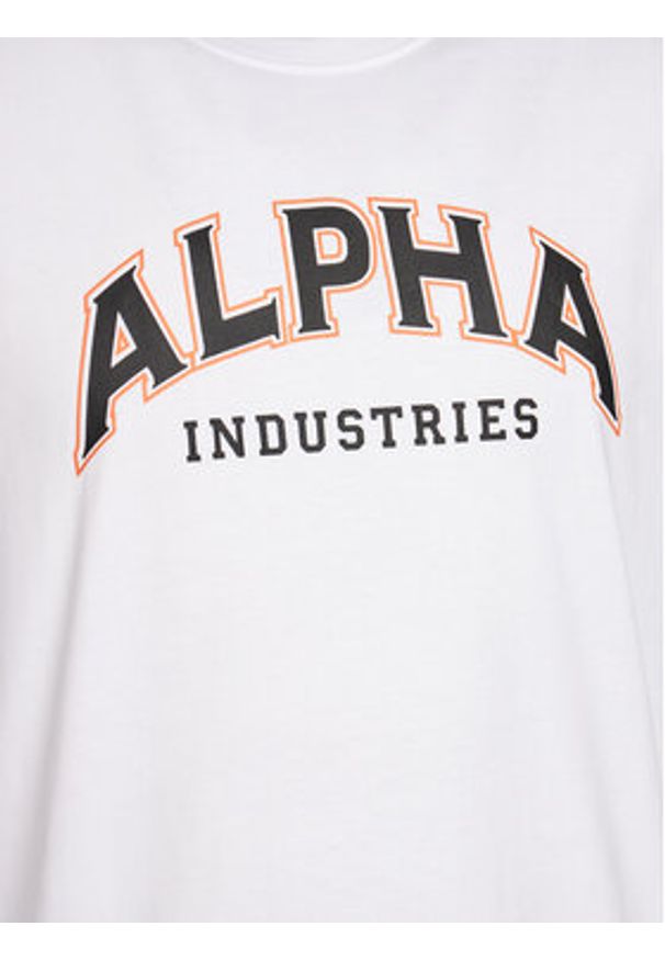 Alpha Industries T-Shirt College 146501 Biały Relaxed Fit. Kolor: biały. Materiał: bawełna