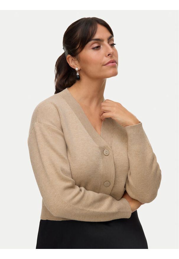 Vero Moda Kardigan Gold Art 10332210 Beżowy Regular Fit. Kolor: beżowy. Materiał: syntetyk