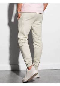 Ombre Clothing - Spodnie męskie dresowe joggery P987 - jasnoszare - XXL. Kolor: szary. Materiał: dresówka #4