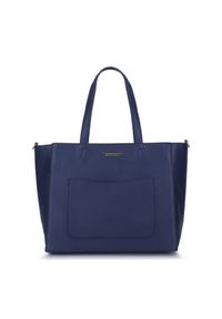 Wittchen - Torebka shopperka z otwartą kieszenią z przodu. Kolor: niebieski. Materiał: skórzane. Styl: elegancki, biznesowy. Rodzaj torebki: na ramię #1