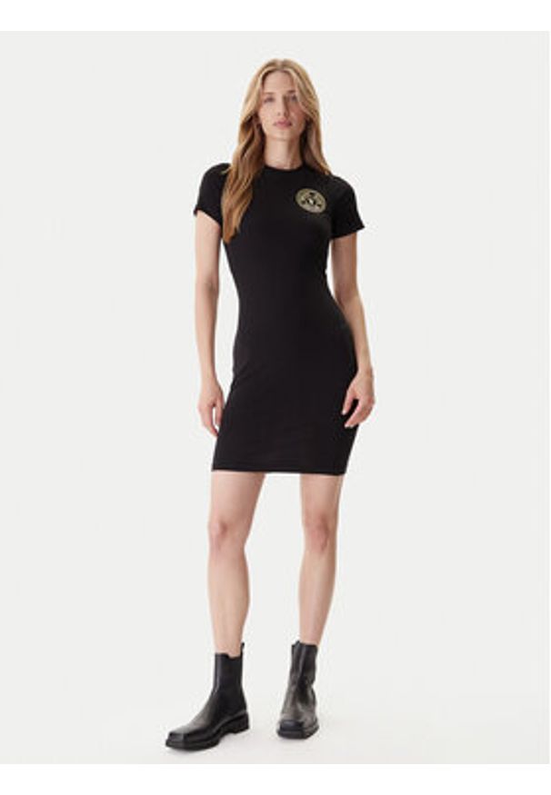 Versace Jeans Couture Sukienka codzienna 79HAOT00 CJ03T Czarny Slim Fit. Okazja: na co dzień. Kolor: czarny. Materiał: bawełna. Typ sukienki: proste. Styl: casual