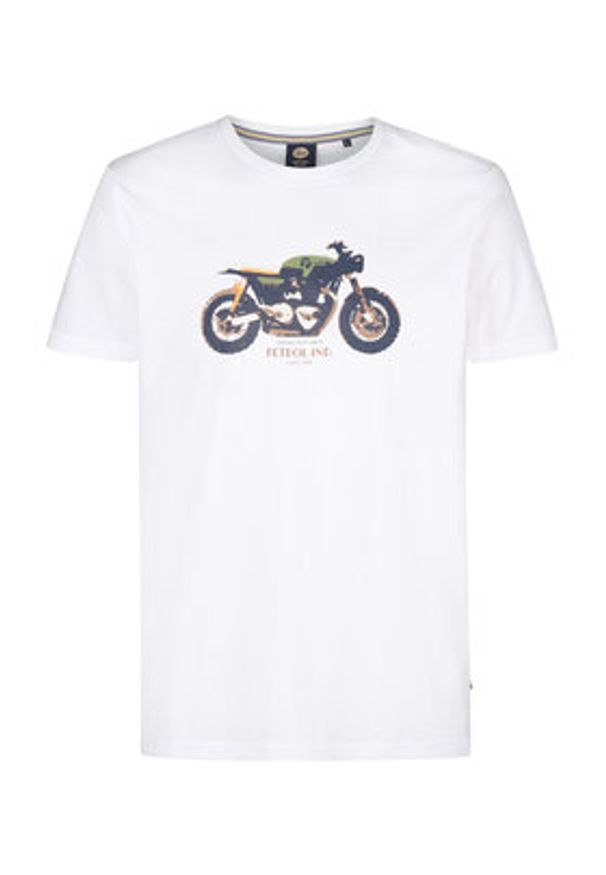 Petrol Industries T-Shirt M-1050-TSR671 Biały Regular Fit. Kolor: biały. Materiał: bawełna