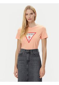 Guess T-Shirt W1YI1B I3Z14 Koralowy Regular Fit. Kolor: pomarańczowy. Materiał: bawełna