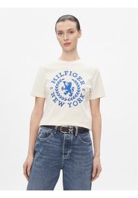 TOMMY HILFIGER - Tommy Hilfiger T-Shirt Reg Crest C-Nk Tee Ss WW0WW41058 Écru Regular Fit. Materiał: bawełna