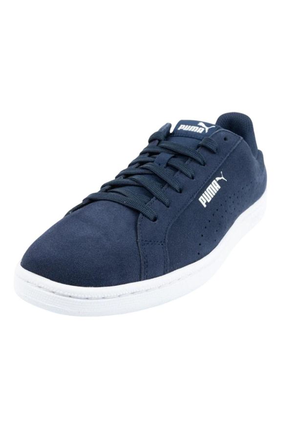 Puma - Męskie Skórzane Buty Treningowe Smash Perf. Kolor: niebieski, biały, wielokolorowy. Materiał: skóra. Sezon: zima