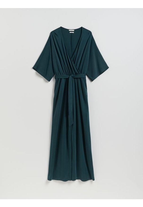 Reserved - Kombinezon z modalem - ciemny turkus. Materiał: dzianina. Styl: klasyczny