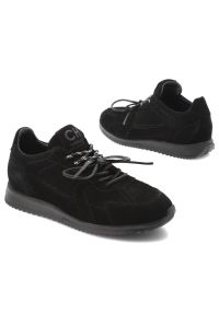 CheBello - Czarne Sneakersy Chebello Skórzane Obuwie Damskie. Kolor: czarny. Materiał: skóra. Styl: sportowy, klasyczny, elegancki