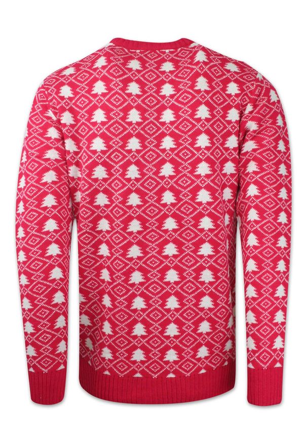 Sweter Świąteczny, Czerwony z Kurczakiem w Światełkach, Śmieszny na Prezent, Męski -Brave Soul. Kolor: czerwony. Materiał: akryl. Styl: wizytowy