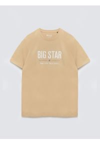 Big-Star - Koszulka męska o klasycznym kroju beżowa Bruno 800. Kolor: beżowy. Materiał: bawełna, tkanina. Wzór: nadruk. Styl: klasyczny #4