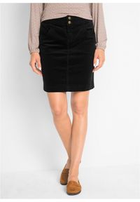 bonprix - Spódnica sztruksowa ze stretchem. Kolor: czarny. Materiał: sztruks #1
