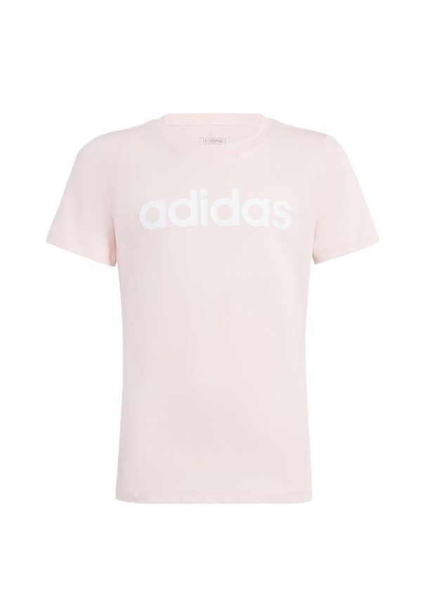 Adidas - Essentials Linear Logo Cotton Slim Fit Tee. Kolor: biały, różowy, wielokolorowy. Sport: joga i pilates
