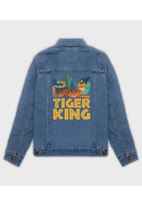 MegaKoszulki - Kurtka jeansowa damska Tiger King. Materiał: jeans. Wzór: nadruk. Sezon: wiosna. Styl: klasyczny