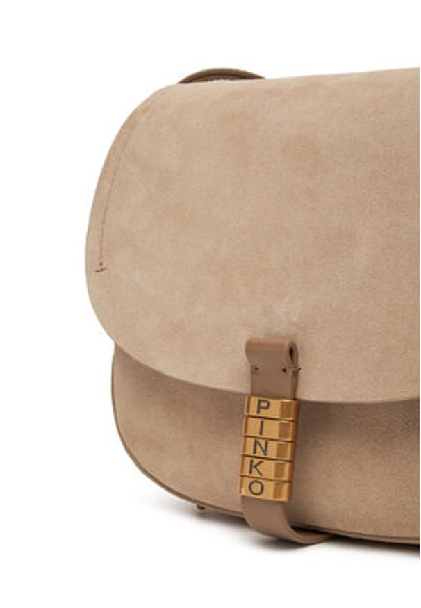 Pinko - PINKO Torebka Saddle Classic PE 25 PLTT 103830 A29N Beżowy. Kolor: beżowy. Materiał: skórzane, zamszowe