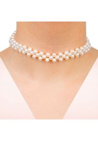 Enaya - Naszyjnik chocker ażurowy. Materiał: pozłacane, srebrne. Wzór: ażurowy. Kamień szlachetny: perła
