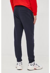 Armani Exchange spodnie dresowe bawełniane 3LZPAF.ZJFAZ męskie kolor granatowy gładkie. Kolor: niebieski. Materiał: bawełna, dresówka. Wzór: gładki #4