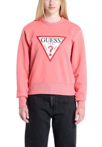 Guess - GUESS Różowa bluza damska Original Fleece, Rozmiar L. Kolor: różowy #3