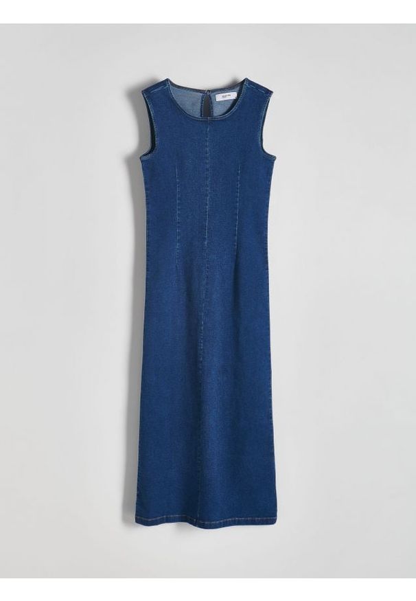 Reserved - Jeansowa sukienka maxi - granatowy. Kolor: niebieski. Materiał: jeans. Typ sukienki: proste. Długość: maxi