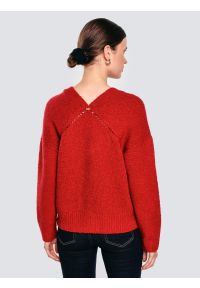Big-Star - Kardigan damski z dodatkiem wełny czerwony Kardila 603. Okazja: do pracy, na spacer, na co dzień, na spotkanie biznesowe. Kolor: czerwony. Materiał: wełna. Wzór: ze splotem. Styl: casual, klasyczny, biznesowy #7