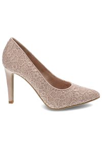 Różowe Czółenka Marco Tozzi Eleganckie Buty Na Obcasie. Okazja: na spacer. Zapięcie: bez zapięcia. Kolor: różowy. Szerokość cholewki: normalna. Wzór: aplikacja. Materiał: koronka, materiał. Obcas: na obcasie. Styl: elegancki. Wysokość obcasa: średni #3