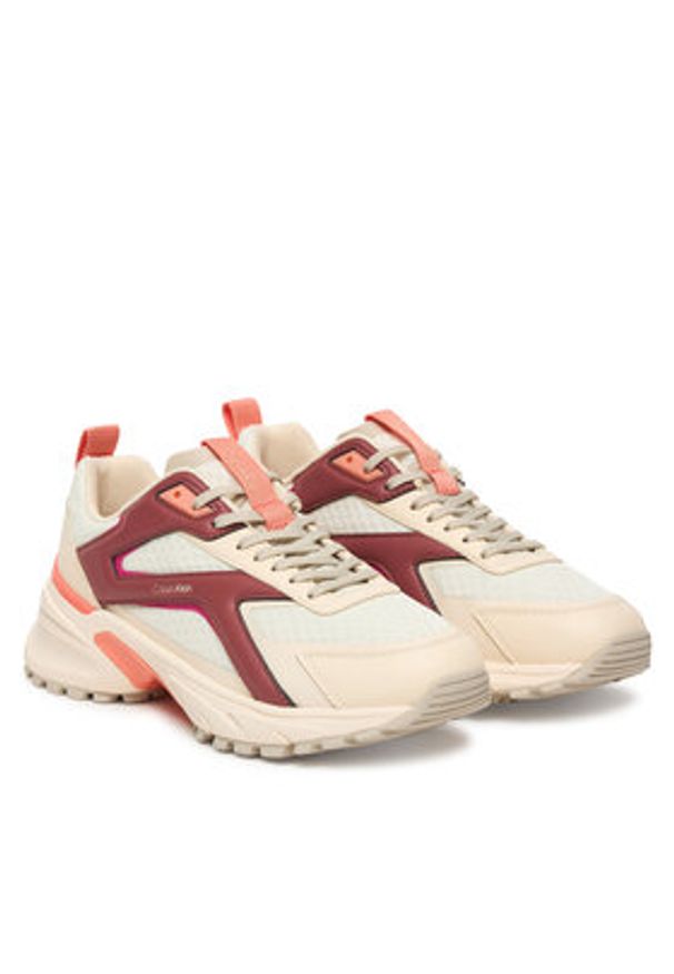 Calvin Klein Sneakersy Hike Run Ckstripe Mesh HW0HW03002 Beżowy jasny. Kolor: beżowy. Materiał: materiał. Sport: bieganie