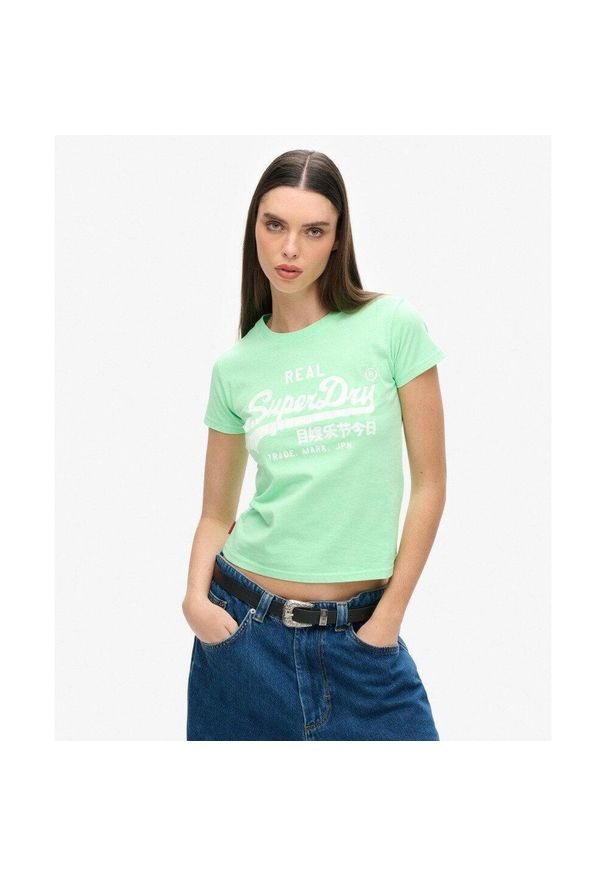 Superdry - Dopasowana koszulka graficzna Neon Vl. Kolor: zielony