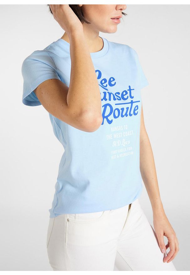 Lee - DAMSKI T-SHIRT LEE LEE GRAPHIC TEE REGULAR FIT SKY BLUE L41AEPNR 112108860
