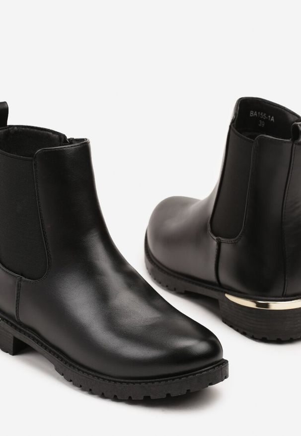 Born2be - Czarne Botki w Stylu Sztybletów z Imitacji Skóry z Elastyczną Wstawką Kanelle. Okazja: do pracy, na co dzień. Kolor: czarny. Materiał: skóra. Styl: elegancki, casual