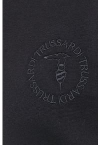 Trussardi Jeans - Trussardi bluza bawełniana męska kolor czarny gładka. Kolor: czarny. Materiał: bawełna. Wzór: gładki