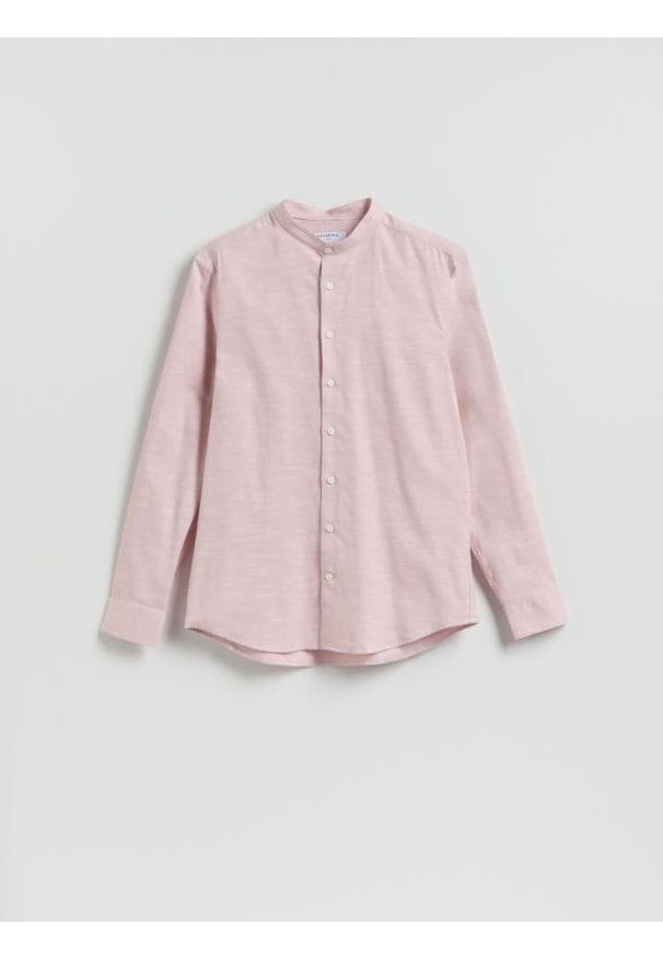 Reserved - Bawełniana koszula slim fit - brudny róż. Kolor: różowy. Materiał: bawełna