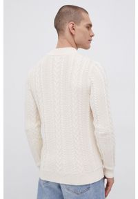 Premium by Jack&Jones - Sweter bawełniany. Kolor: beżowy. Materiał: bawełna. Długość rękawa: długi rękaw. Długość: długie. Wzór: ze splotem #4