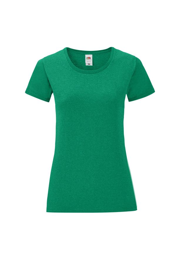 FRUIT OF THE LOOM - Koszulka Damska Iconic Heather T-shirt. Kolor: zielony