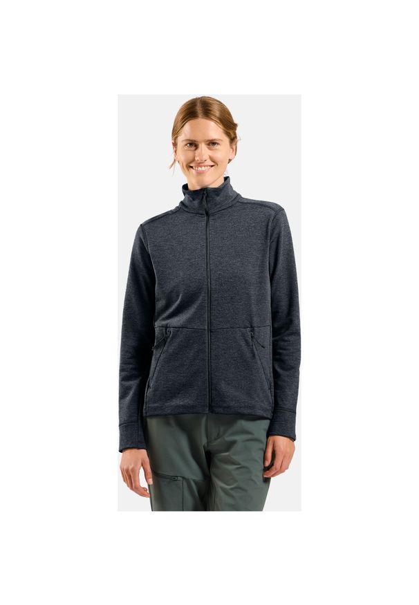 Bluza bez kaptura rozpinana Odlo Mid layer full zip GRID FLEECE. Typ kołnierza: bez kaptura. Kolor: czarny. Sport: turystyka piesza