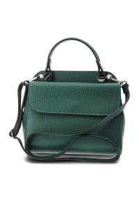 Zielona Torebka Damska Stylowy Kuferek Venezia. Kolor: zielony. Materiał: skórzane. Styl: elegancki. Rodzaj torebki: na ramię #6