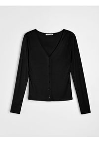 Sinsay - Prążkowana bluzka z wiskozy - czarny. Kolor: czarny. Materiał: prążkowany, wiskoza