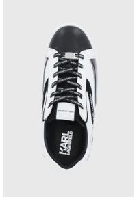 Karl Lagerfeld buty skórzane SKOOL kolor biały. Nosek buta: okrągły. Zapięcie: sznurówki. Kolor: biały. Materiał: skóra. Obcas: na obcasie. Wysokość obcasa: niski