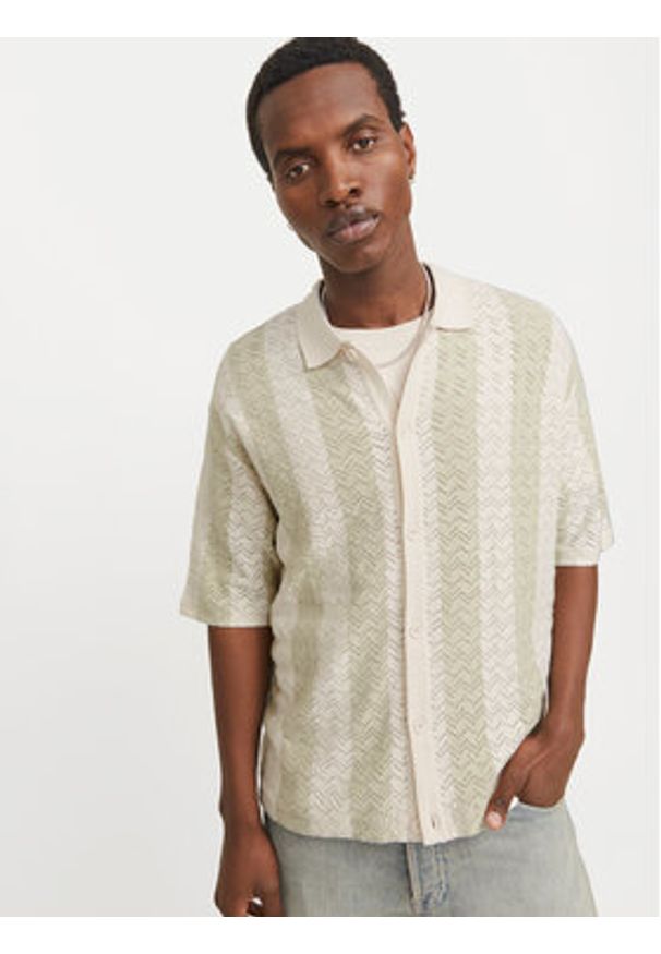 Jack & Jones - Jack&Jones Koszula Tyler 12272863 Écru Loose Fit. Materiał: bawełna