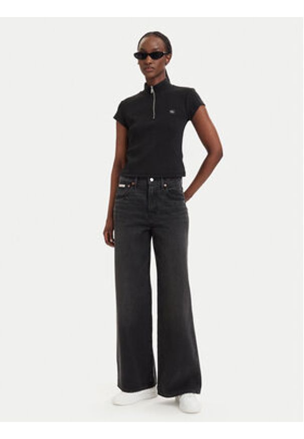 Calvin Klein Jeans Jeansy LV047E700G Czarny Wide Leg. Kolor: czarny