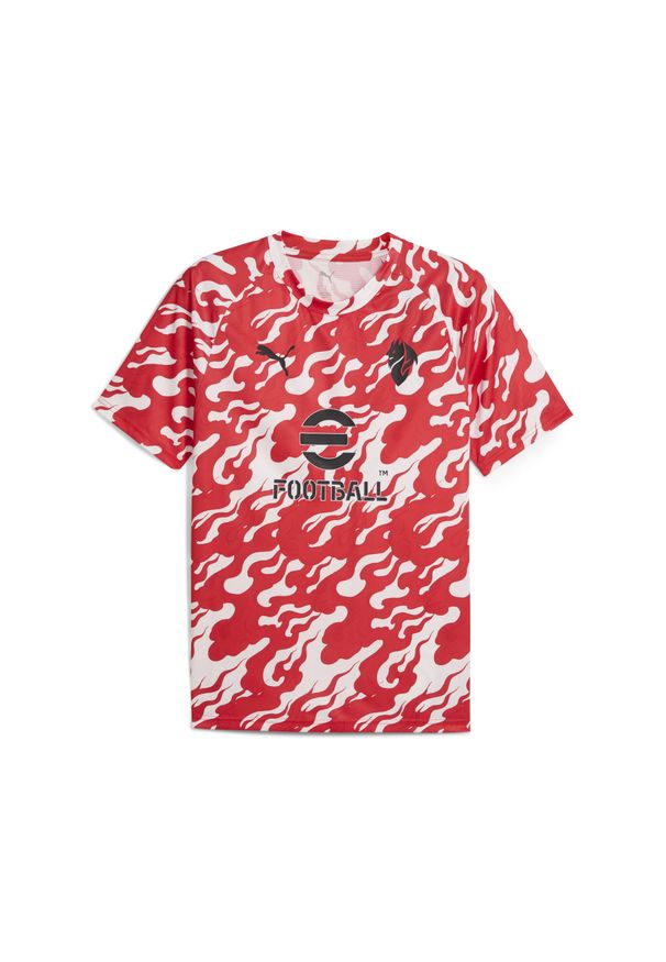 Puma - Męska koszulka przedmeczowa AC Milan PUMA White For All Time Red. Kolor: czerwony, biały, wielokolorowy. Sport: piłka nożna